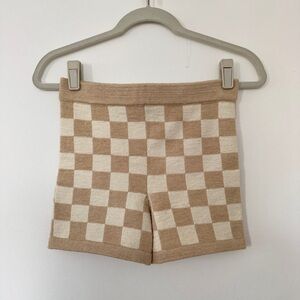 Belle the Label Checkered Knit Shorts Lounge Intimate Pajamas Sand Tan & Cream